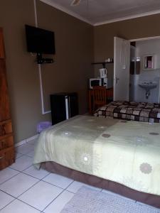 a bedroom with a bed and a flat screen tv at Forget me Not Lydenburg in Lydenburg