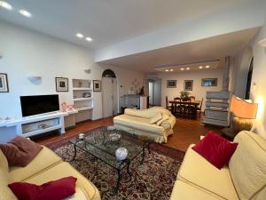 a living room with two couches and a television at Appartamento in fattoria in Pistoia