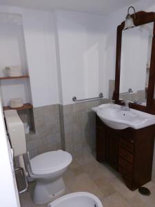 サン・ヴィート・デイ・ノルマンニにあるTrullo Oasi Mariaのバスルーム(白いトイレ、シンク付)