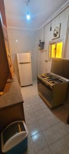 a kitchen with a stove and a refrigerator at Cozy 3BR Place Nasr City in Cairo