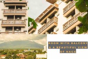 a collage of two pictures of a building at CityCenter Queen-Bed Room w Panoramic Skyline View in Naga