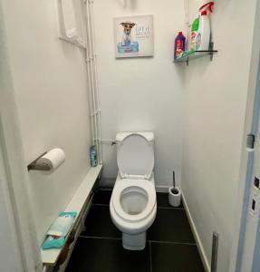 a small bathroom with a toilet with the lid up at Sumptuous & Central Apartment Velodrome Prado in Marseille