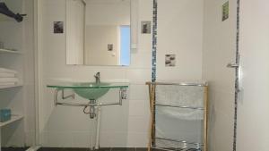 a bathroom with a sink and a shower at La Minaude in Saint-Denis