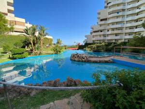 a view of the pool at the resort at Modern Sea view Studio In Benal Beach in Benalmádena