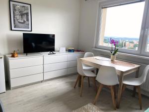 Televízia a/alebo spoločenská miestnosť v ubytovaní Apartman JakoDoma Zelený Gauč hlídané PARKOVÁNÍ u domu ZDARMA