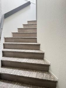 un conjunto de escaleras junto a un edificio en Neptunus Appartementen en Bergen aan Zee