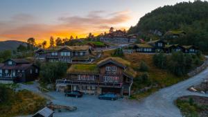 a house with a grass roof on a hill at Sirdal Mountain Lodge, ski in-out in Sinnes