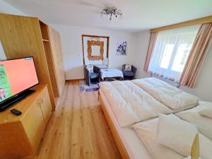 Televízia a/alebo spoločenská miestnosť v ubytovaní Pension Mallaun