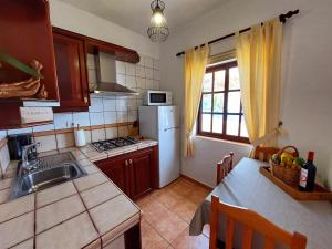 een keuken met een wastafel en een koelkast bij Fuente Abreu in Barlovento