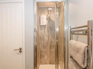 a shower with a glass door in a bathroom at Number 9 in Great Yarmouth