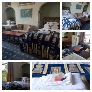 a collage of four pictures of a hotel room at The Rosemont in Yelverton
