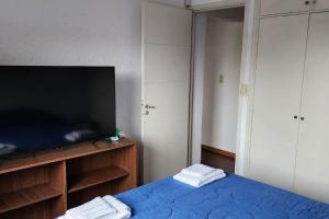 a bedroom with a flat screen tv and a bed at CERCA DE TODO amplio in Mendoza