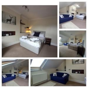 four pictures of a bedroom with a bed and a couch at The Rosemont in Yelverton