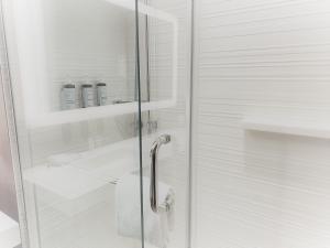 マイアミにあるAC Hotel by Marriott Miami Airport West/Doralのバスルーム(ガラスドア付きのシャワー付)