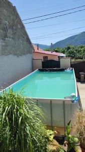 a swimming pool in the yard of a house at Casa Dugălie in Berzasca