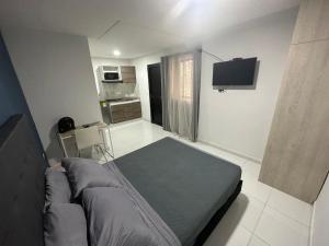 a bedroom with a bed and a television in it at Hotel Florida Inn in Medellín