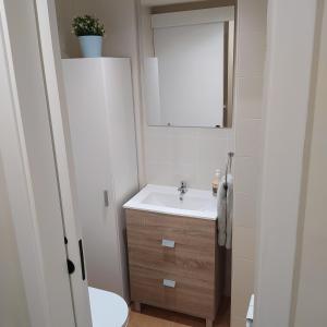 La petite salle de bains est pourvue d'un lavabo et de toilettes. dans l'établissement Dúplex en Valencia d'Àneu (Baqueira Beret), à Valencia de Aneu