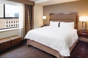 a hotel room with a large bed and a window at Hampton Inn & Suites Dallas Downtown in Dallas