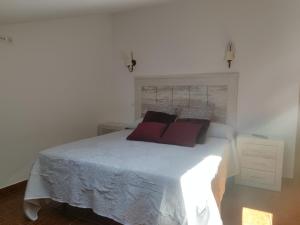 1 dormitorio con 1 cama blanca y 2 almohadas en Apartamento LA CORREDERA en Arenas de San Pedro