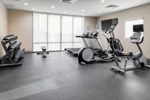 a gym with treadmills and cardio machines in a room at Home2 Suites By Hilton Sugar Land Rosenberg in Sugar Land