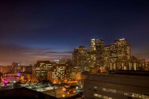 a view of a city at night with at Doubletree by Hilton Los Angeles Downtown in Los Angeles