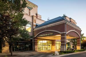 a store front of a building on a street at Homewood Suites by Hilton Salt Lake City Downtown in Salt Lake City