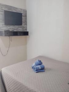 um quarto com uma cama e uma TV na parede em Studio 2 próximo ao Centro em Palmas