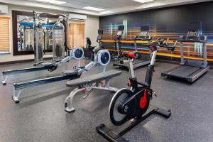 un gimnasio con varios equipos cardiovasculares en una habitación en Hampton Inn and Suites Sarasota/Lakewood Ranch en Sarasota