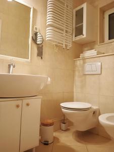 een badkamer met een toilet en een wastafel bij Villa Aspalathos in Kaštela