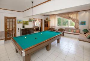 a living room with a pool table at KORALIA MARATHON VILLA in Nea Makri