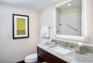 a bathroom with a sink and a toilet at DoubleTree by Hilton Washington DC – Crystal City in Arlington