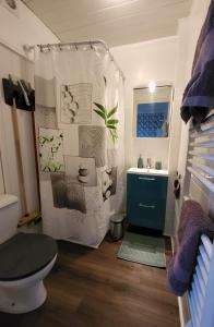 a bathroom with a toilet and a sink at Studio meublé classé à Chatel Guyon ville thermale in Châtel-Guyon