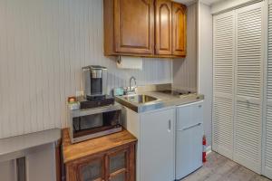 a small kitchen with a sink and a microwave at Pet-Friendly Staatsburg Studio - Near State Park 