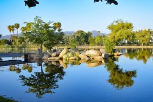 a lake with rocks and trees in a park at Home away from Home - Gem - Serene - Sanctuary in Santee