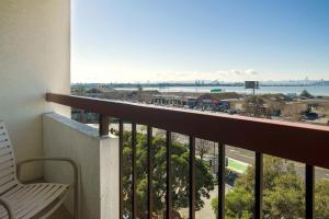 a balcony with a view of the ocean at Four Points by Sheraton - San Francisco Bay Bridge in Emeryville