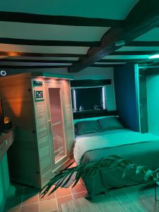 Postelja oz. postelje v sobi nastanitve Casawellness améthyste ou jaspe océan avec jacuzzi intérieur