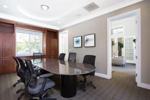 a conference room with a table and chairs at San Mateo 2BR w Pool Gym easy highway access SFO-713 in Foster City +24 photos