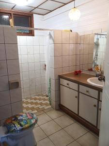 Papawa的住宿－Enzo lodge chambre tipanier，一间带卫生间和水槽的浴室