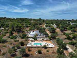 una vista aerea di una villa con piscina di TRULLO PIETRAPOESIA a Ostuni
