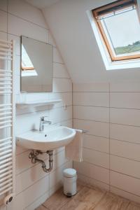 a bathroom with a sink and a window at Ferienweingut SerwaziWein in Mesenich +46 photos