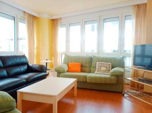 a living room with a couch and a tv at Pastor Diaz Home in Viveiro