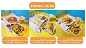 a collage of four pictures of breakfast combos at goSTOPS Srinagar in Srinagar