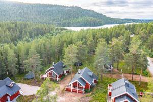 an aerial view of a group of cottages in a forest at Immelkolo in Levi