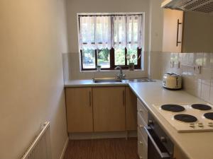 a small kitchen with a sink and a window at Cool and cosy in Brandon