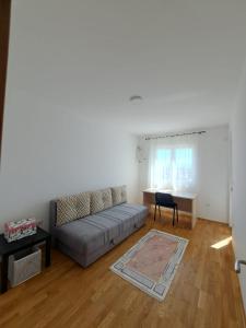 - un salon avec un canapé et une table dans l'établissement VUCETIC Apartment- Podgorica, à Podgorica