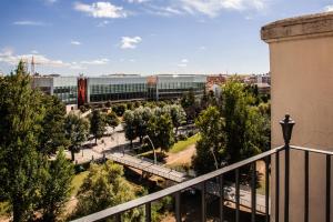 a view of the campus from the balcony of a building at Museo Evolución - Apartamentos Burgos Deluxe in Burgos