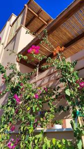 un ramo de flores al lado de un edificio en Kallistis Beach House en Monolithos