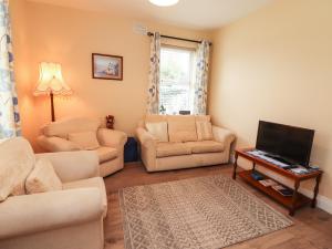 ein Wohnzimmer mit 2 Stühlen und einem TV in der Unterkunft Meadow View in Ennis
