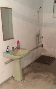 a bathroom with a sink and a shower at Гостевой дом Жемчужина in Ochamchira