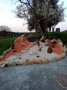 einen Steingarten mit einem Baum in der Mitte in der Unterkunft La Petite Maison Dans La Prairie in Écommoy